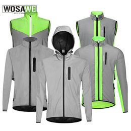 Cycling Jackets Wosawe Full Reflective Cycling Jacket Men's Coat Spring Autumn Bicycle Wind Breaker Bike Zachte winddichte waterdichte waterdichte hardloopjas 230314