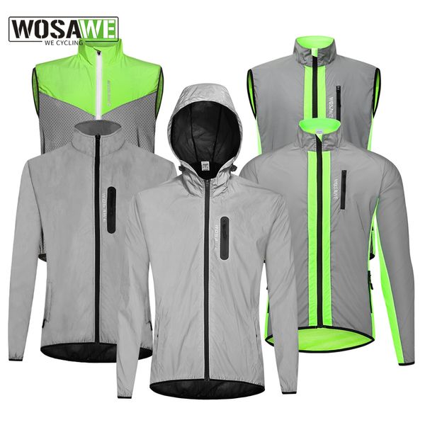 WOSAWE veste de cyclisme entièrement réfléchissante hommes manteau printemps automne vélo coupe-vent vélo doux coupe-vent imperméable veste de course 230314