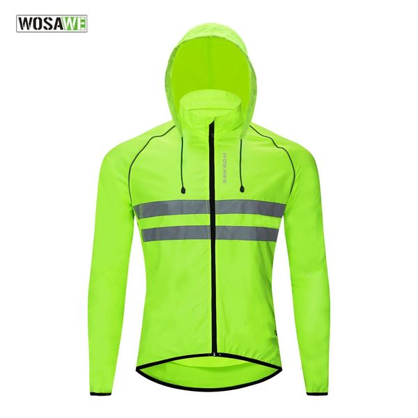 Chaquetas de ciclismo WOSAWE, chaqueta de ciclismo para hombre, chaleco reflectante con capucha, abrigo para el viento, cortavientos para bicicleta, ropa para montar en bicicleta 231120