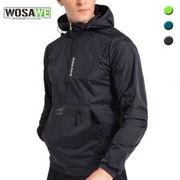 Cycling Jackets Wosawe Heren Road Bike Cycling Hoodies Jacket Waterdicht reflecterende Ciclismo MTB Bicycle Riding Hooded Jackets Windscheper M-3XL 230224