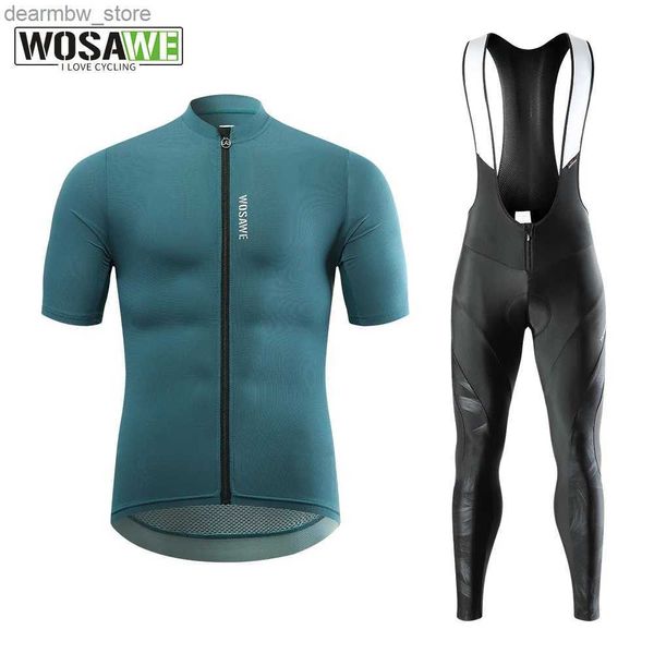 WOSAWE hommes cyclisme Maillot à manches courtes ensemble vtt vélo vêtements Maillot Ropa Ciclismo Hombre vêtements de vélo rembourré bavoir pantalon Shorts24329