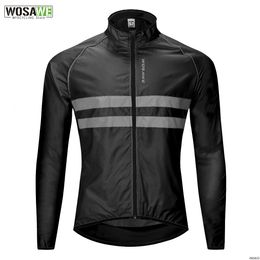 Cycling Jackets Wosawe Reflective Cycling Jacket High zichtbaarheid Multifunctionele Jersey Road MTB Bicycle Winddichte snelle droge regenjas windscheper 230412