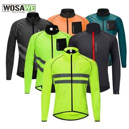 Chaquetas de ciclismo WOSAWE Ultraligero para hombre Ciclismo Rompevientos Chaqueta reflectante Chaqueta de bicicleta a prueba de viento Resistente al agua MTB Bicicleta de carretera Jersey largo 230616