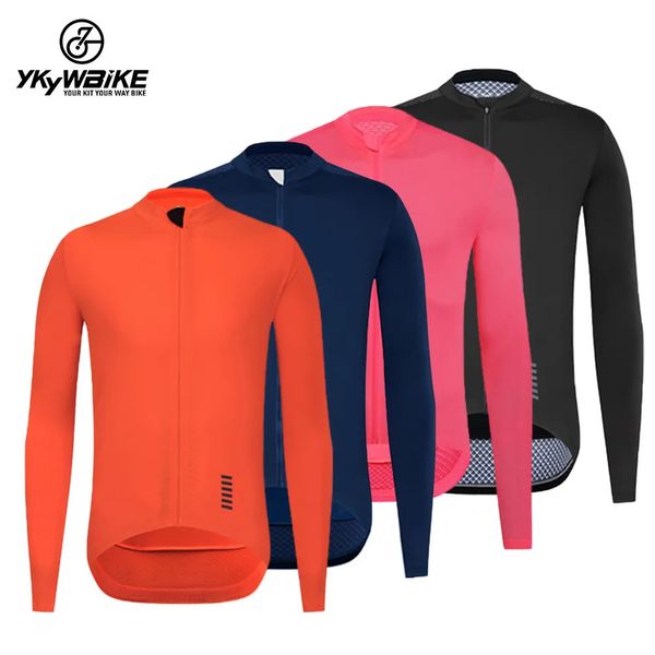 Vestes de cyclisme YKYWBIKE hommes PRO équipe à manches longues AERO JERSEY homme maillot hommes printemps et automne YKK fermeture éclair noir petit haut cadeau 231020