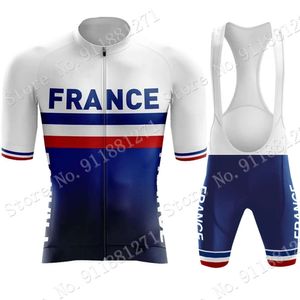 Cycling Jersey France National Set Franse retro kleding Road Bike Blue Shirts Pak Bicycle Bib Shorts MTB ROPA MAILLOT 240508
