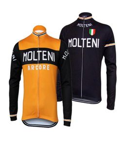 Cycling Jersey Long Mancheve Pro Team Fleep hiver ou mince vêtements cyclistes rétro Vêtements de vélo complet Zipper3788691