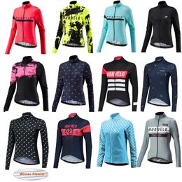 Cycling Jersey Morvelo 2023 Mujer de manga larga Winter Winter Thermal Fleece Bike Ropa de bicicleta al aire libre Ropa de bicicleta Ropa Ciclismo 231227