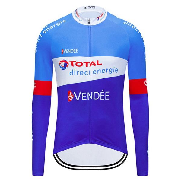 Maillot de cyclisme Pro Team Direct Energie Hommes Manches longues Séchage rapide Uniforme de sport Chemises de vélo de montagne Hauts de vélo Vêtements de course Vêtements de sport en plein air Y21042401