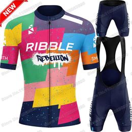 Cycling Jersey Ribble Collective Team Set hombres Huub Clothing Summer Road Bike Camiseta traje Babista de bicicleta 240511
