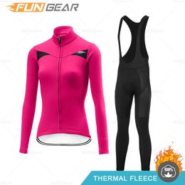 Fietsshirt Set Fleece thermische kledingset Mountainbike bretels Broek Triatlon Wintermodekleding 231118