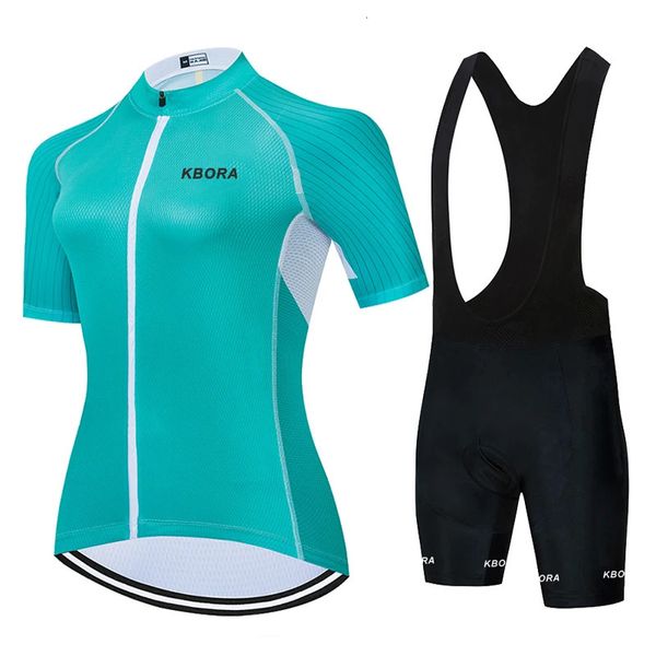 Ensemble de maillot de cyclisme pour femmes maillots à manches courtes Triathlon cuissard à bretelles costume équipe vêtements été 240202