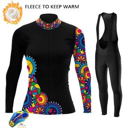 Wielertrui Set Set 2023 Winter Fleece Kleding Vrouwelijke Lange Mouw Fiets MTB Ropa Ciclismo Mujer 231118