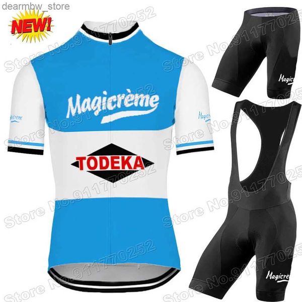 Jersey de cyclisme set 2021 Team Magicre Jersey Cycling Set Vintage Cycling Clothing Retro Road Race Bike Suit Bicyc Bib Shorts Mtb Vêtements Maillot L48