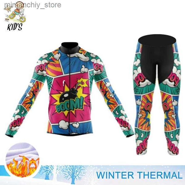 Cycling Jersey Sets 2022 enfants dessin animé cyclisme Jersey ensemble hiver thermique Fece garçons filles vélo vêtements route vélo costume vtt enfants Maillot Ciclismo Q231107