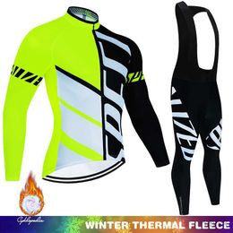 Wielertrui Sets 2022 Winter Thermische Fleece Set Fietskleding Heren Jersey Pak Sport Rijden Fietsen MTB Kleding Bib Broeken Warme Sets Ropa Ciclismo 3M411