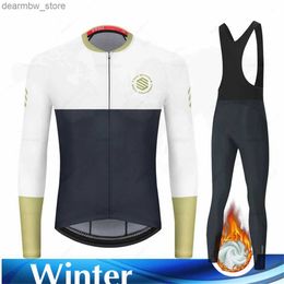 Cycling Jersey Sets 2022 Winter Warm Fece Suit Cycling Ropa para hombres Bicyc Jersey Sports Mountain Bike Relling Bib Set Maillot Ciclismo Hombre L48