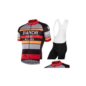 Ensembles de maillots de cyclisme 2023 Bianchi Set Uniforme de vélo Summer Road Jerseys de vélo VTT Porter des vêtements respirants Drop Livraison Sports Outdo Otqml