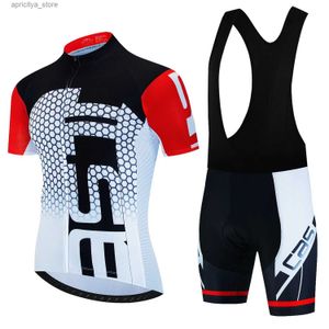 Cycling Jersey Sets 2023 Bicycs Cycling Jersey Set MTB Mens Cycling Maillot Summer Cyc T-Shirt Bib Shorts Suit triatlon Mountain Bike Deskleding L48