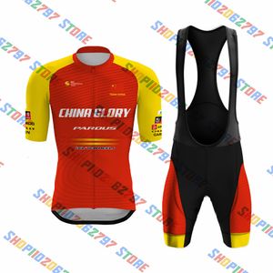 Ciclismo Jersey conjuntos 2023 China Glory conjunto ropa verano manga corta MTB camisetas bicicleta Maillot 230524