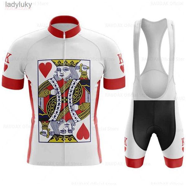 Maillots de cyclisme 2023 drôle roi cartes à jouer maillot de cyclisme ensemble hommes cyclisme vêtements de vélo vtt descente route vélo Kits vêtements Shorts SuitL240108