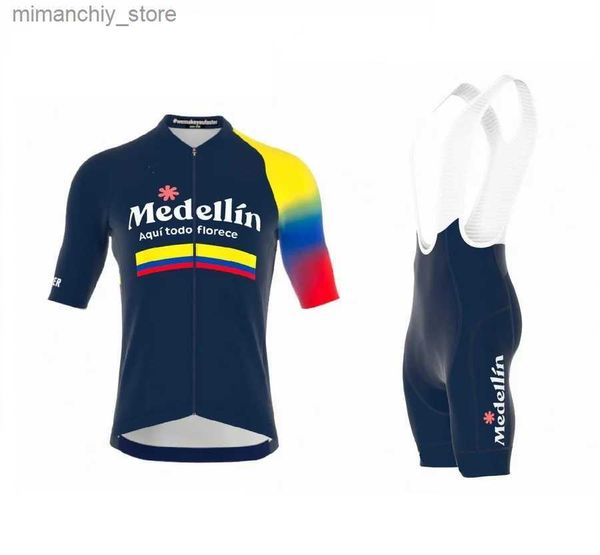 Ensembles de maillots de cyclisme 2023 Medellin - EPM TEAM COLOMBIA Maillot de cyclisme pour hommes Short Seve Bicyc Vêtements avec cuissard Ropa Ciclismo Q231107