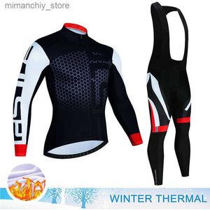 Cycling Jersey Sets 2023 Hommes hiver thermique Fece cyclisme Jersey ensembles longue Seve Bicyc vêtements vtt vêtements de vélo route Bicyc course cyclisme costume Q231107