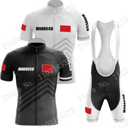 Wielertrui Sets 2023 Marokko Nationale Team Set Zomer Kleding Racefiets Shirts Pak Fietsbroek Mtb Maillot 230719