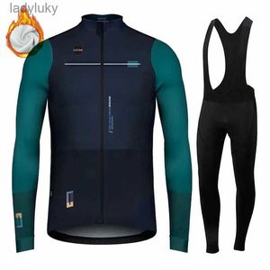 Conjuntos de camisetas de ciclismo 2023 Nuevo KR INEOS-Conjunto de ropa de ciclismo para hombres Conjunto de lana térmica de lana larga y pantalones largos para montar en bicicleta de montaña al aire libre L240108