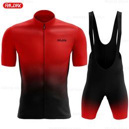 Cycling Jersey Sets 2023 Raudax sportteam training kleding ademende mannen korte mouw mallot ciclismo hombre verano 230505