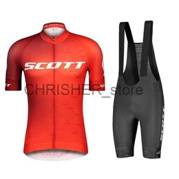 Wielertrui Sets 2023 Zomer Wielerteam Jersey SCOTT Bike Maillot Jersey Shorts Heren Dames Sneldrogend MTB 20D Ropa Ciclismo Fietskleding x0727