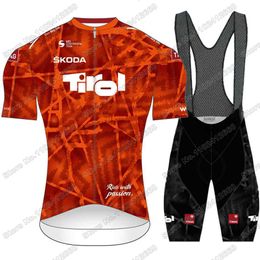 Conjuntos de Jersey de ciclismo 2023, conjunto de equipo Tirol para hombres, ropa roja, conjuntos de verano, camisa de bicicleta de carretera, traje, pantalones cortos con pechera para bicicleta, Maillot MTB 230721