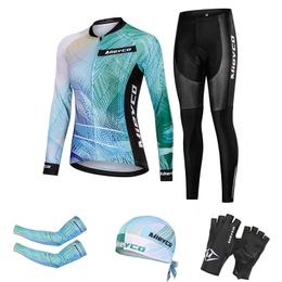 Wielertrui Sets 2023 Dames Broeken Kits Bicicleta Kleding Lange Mouw Mtb Roupas Femininas Fietsuitrusting Ropa Deportiva Mujer 231124