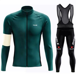 Fietsshirtsets 2024 HUUB Heren Teamwielrenpak Set Lange mouwen Mountainbikekleding Winter Geborsteld Warm Uniform De Ciclismo Para Hom 231116