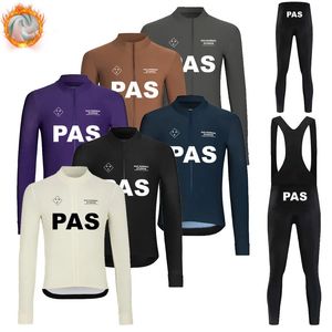 Wielertruisets 2024 PNS Winter Thermische Fleece Set MTB uniform Ropa Ciclismo warme Bib Broek Racefietskleding Heren Lange mouw 231127