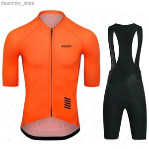 Jersey de cyclisme sets 2024 SAXO Cycling Jersey Set 19d Bike Shorts Set Men New Summer MTB ROPA CICLISMO Short Seve Bicyc Shirts Maillot Clothing L48