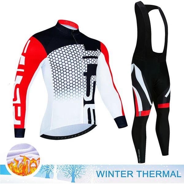 Cycling Jersey Sets 2024 hiver cyclisme Jersey ensembles hommes thermique polaire vélo vêtements route vélo chemise vtt uniforme Ropa Ciclismo chaud bavoir pantalon 231011