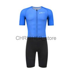 Conjuntos de camisetas de ciclismo 220 Triatlón: el mejor tritraje de manga corta TRI-FIT EVO NEXT GEN Ropa de carrera de equipo azul para hombres Conjuntos de ciclismo Skinsuit Swim Run x0727