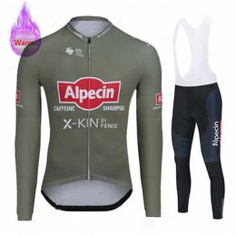 Maillot de cyclisme Ensembles Alpecin Hiver Thermique Polaire Vêtements Hommes Costume À Manches Longues En Plein Air Équitation Vélo VTT Vêtements Bib Pantalon Ensemble 221203