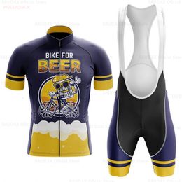 Fietsshirt Sets Bierpatroon Kleding Zomer Anti-UV Set Ademend Racing Sport Ciclismo Mountainbike 230620