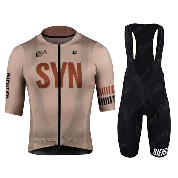 Conjuntos de camisetas de ciclismo BIEHLER Jersey de manga corta SYN Conjunto de ropa de ciclismo de verano Uniforme de bicicleta Ropa deportiva Pantalones con pechera MTB Maillot roupa Ciclismo 240314