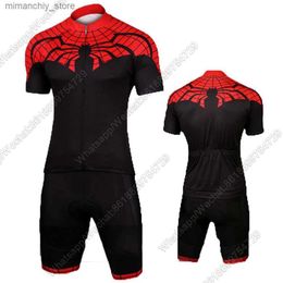 Maglia da ciclismo Set Black Spider Maglia da ciclismo Tuta unisex Bicyc Maglia da due pezzi Set Short Seve Bike Camicie Pantaloncini con bretelle Conjunto Ropa Ciclismo Q231107