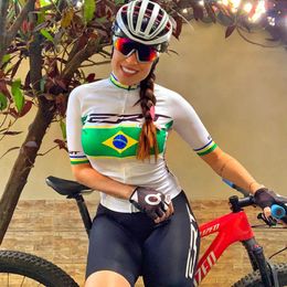 Wielertrui Sets Brasil Ert Womens Korte Mouw Bib Shorts Ropa Mujer Camisa Do Pro Team Ciclismo Mtb Racefiets pakken J230422