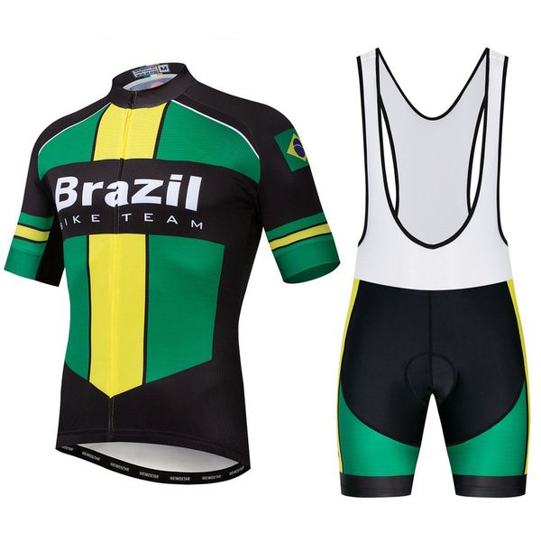 Conjuntos de jersey de ciclismo Brasil Traje de ciclismo para hombre Ropa Conjuntos de jersey de bicicleta Camisa de traje de bicicleta Verano Transpirable Anti-uv Mtb Ropa deportiva Ropa Ciclismo 240314
