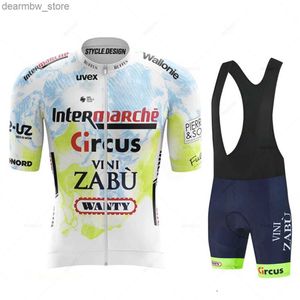 Cycling Jersey Sets Circus Wanty fluorescerende groene Bicyc Team Maillot Ciclismo Mens MTB Draag Cycling Jersey Summer Breathab Bike Clothing Sets L48
