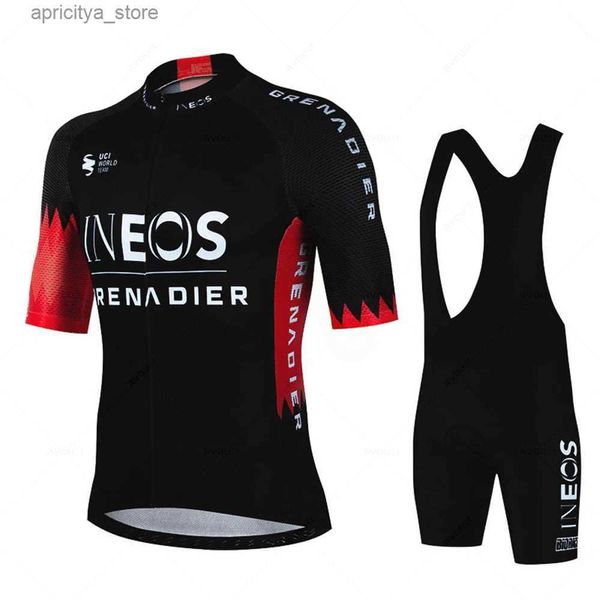 Jersey cycliste sets Cycling Jersey 2023 Pro Team Ineos Men Bicicta Set Racing Bicyc Clothing Suit Breathab Mountain Bike Clothes Sports L48