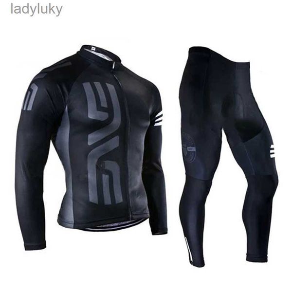 Conjuntos de jersey de ciclismo Jersey de ciclismo de manga larga para hombres Ropa de bicicleta Pantalones largos con relleno de gel 2024 Primavera OtoñoL240108
