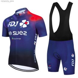 Conjuntos de jersey de ciclismo Conjunto de jersey de ciclismo 2023 FDJ Ciclismo Bicyc Traje Bicyc Short Seve Ciclismo Ropa Bicicleta Maillot Ciclismo Jersey Bib Shorts Q231107