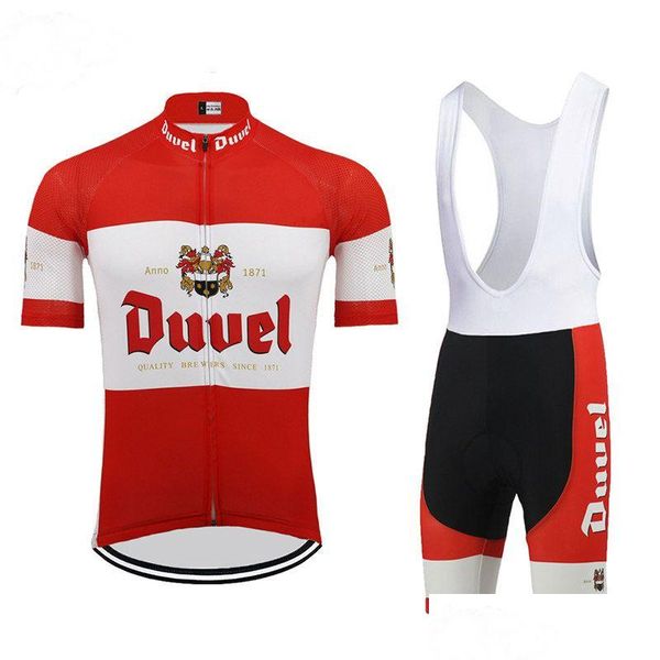 Conjuntos de jersey de ciclismo Duvel Beer Men Set Red Pro Team Ropa 9D Gel Almohadilla transpirable MTB Road Mountain Bike Wear Racing Clo Shorts Drop Dhrem