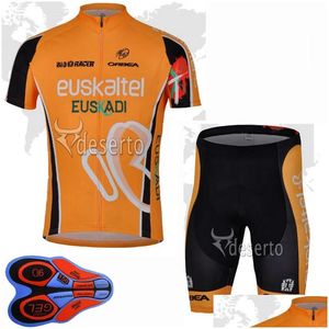 Cycling Jersey stelt Euskaltel Team Ropa Ciclismo Ademende heren kort mouw Bib Shorts Set Summer Road Racing Clothing Outdoor Drop OTDGM