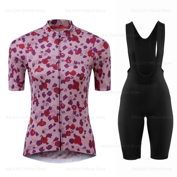 Conjuntos de camisetas de ciclismo, conjunto de patrón elegante, ropa de verano para mujer, camisetas de bicicleta de carretera, traje, pantalones cortos con pechera para bicicleta, Maillot Culotte 230801